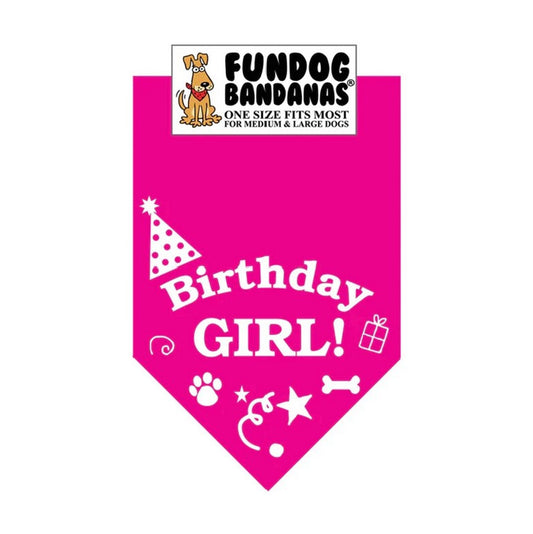 FunDog Birthday Girl Bandana - 2 Sizes, Several Colors