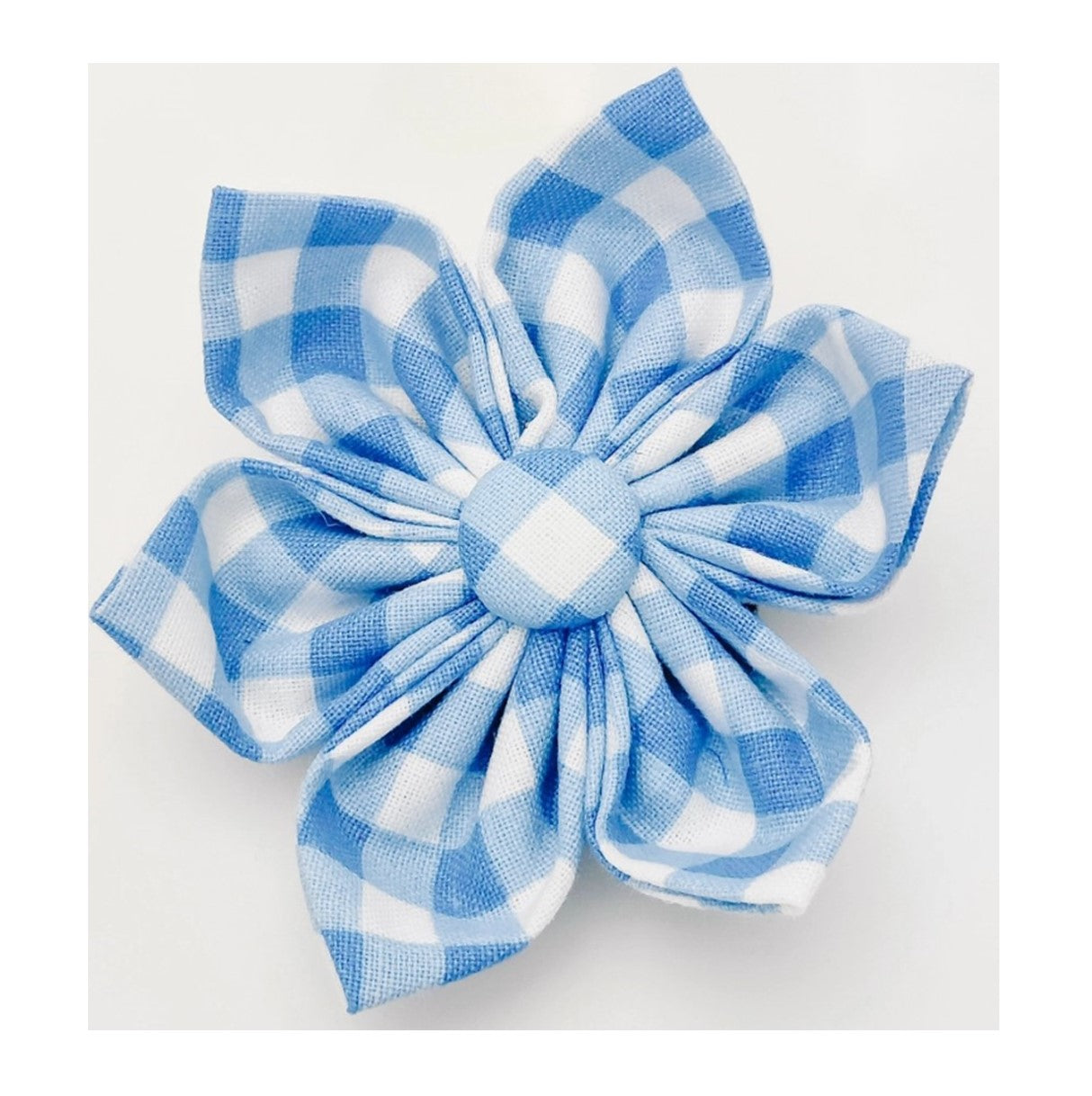 Charlotte's Light Blue Gingham Collar Flower