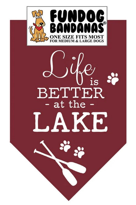 FunDog Life is Better at the Lake Bandana - 2 Sizes, Several Colors