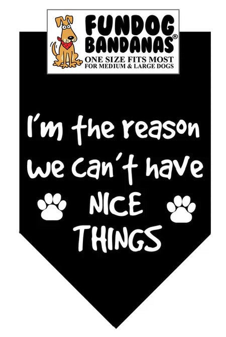 FunDog I'm The Reason We Can't Have Nice Things Bandana - 2 sizes, Several Colors