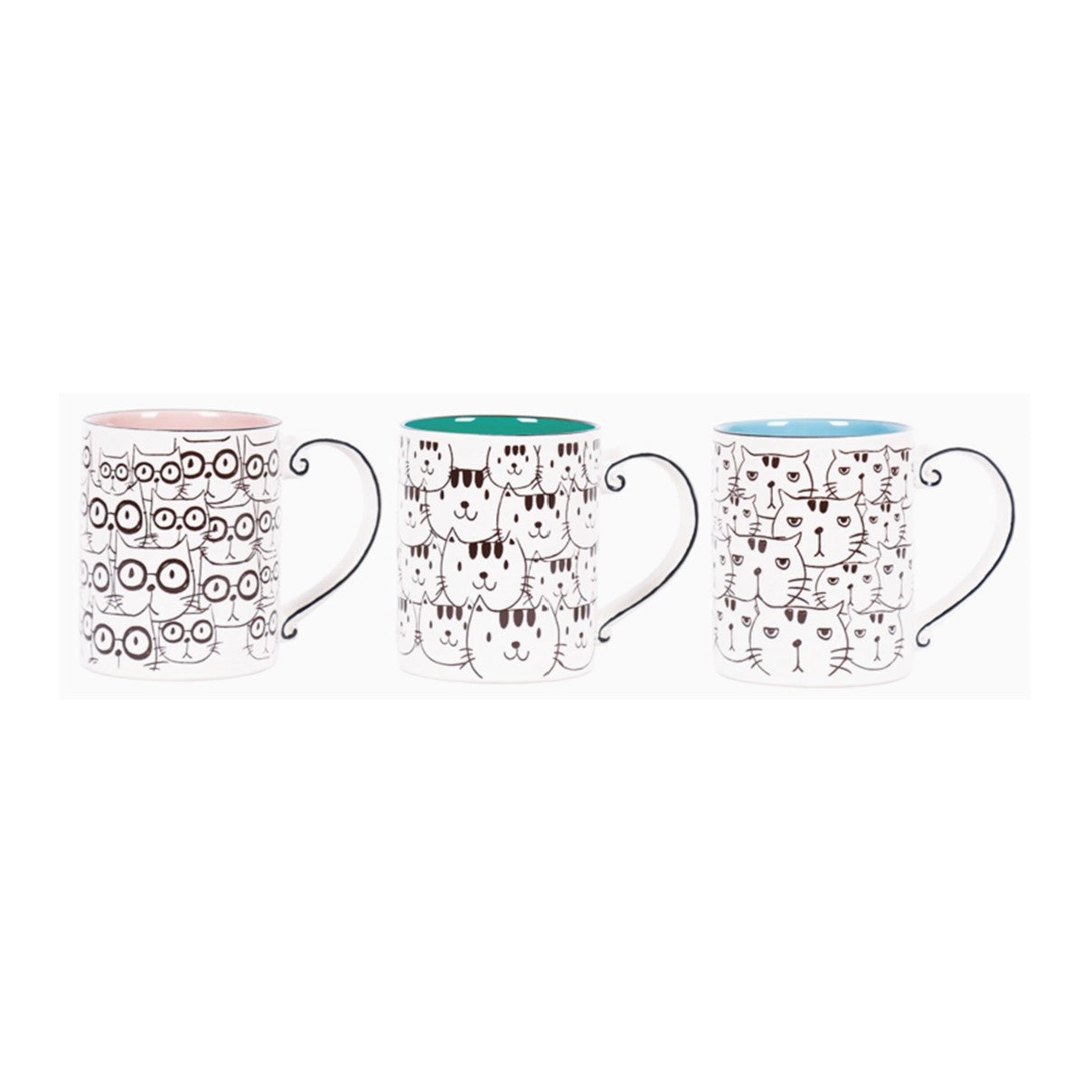 Blue Sky Repeating Cat Faces Mug