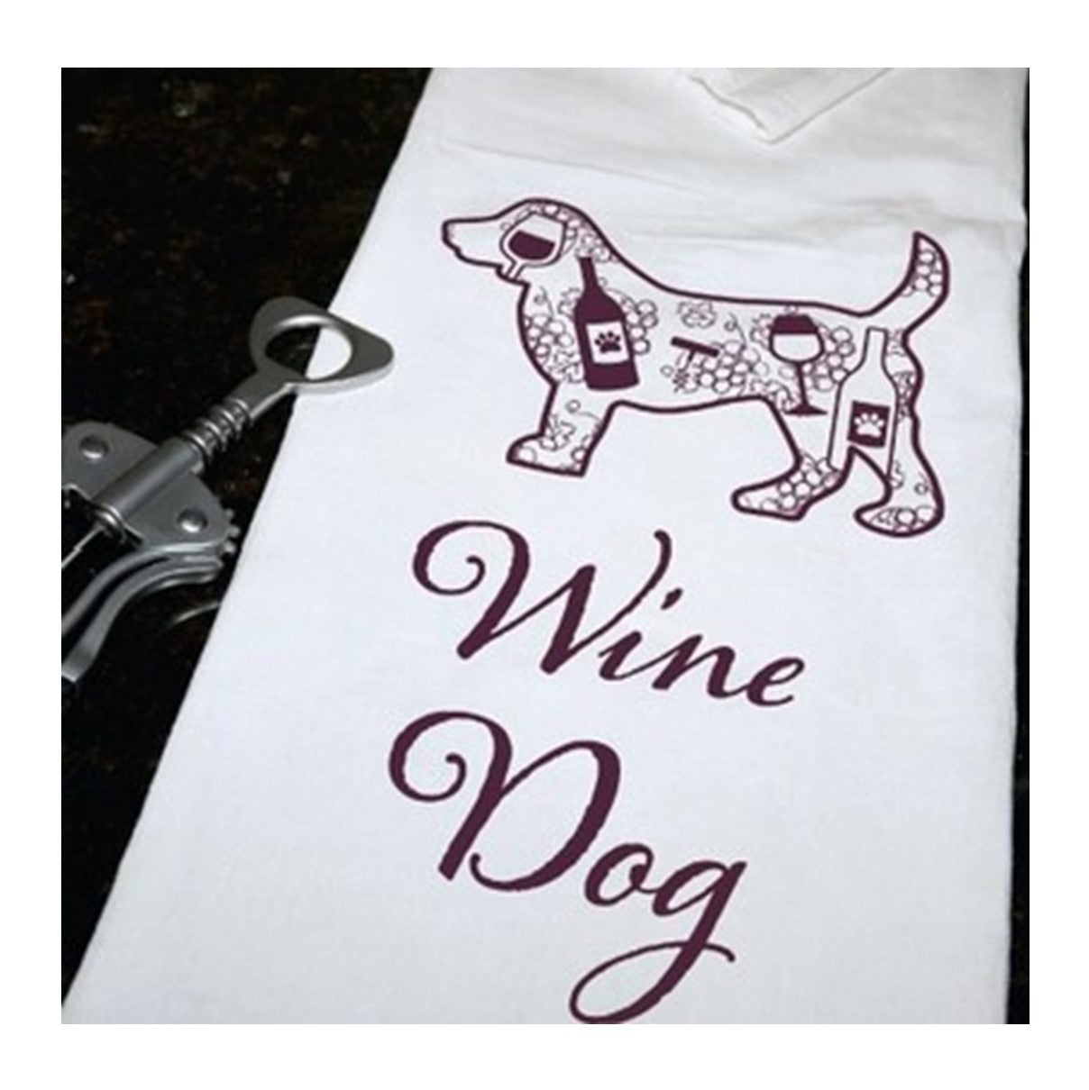 Wine Dog Tea Towel