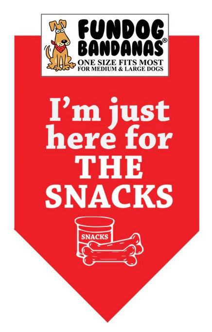 FunDog I'm Just Here for the Snacks Bandana - 2 Sizes, Several Colors