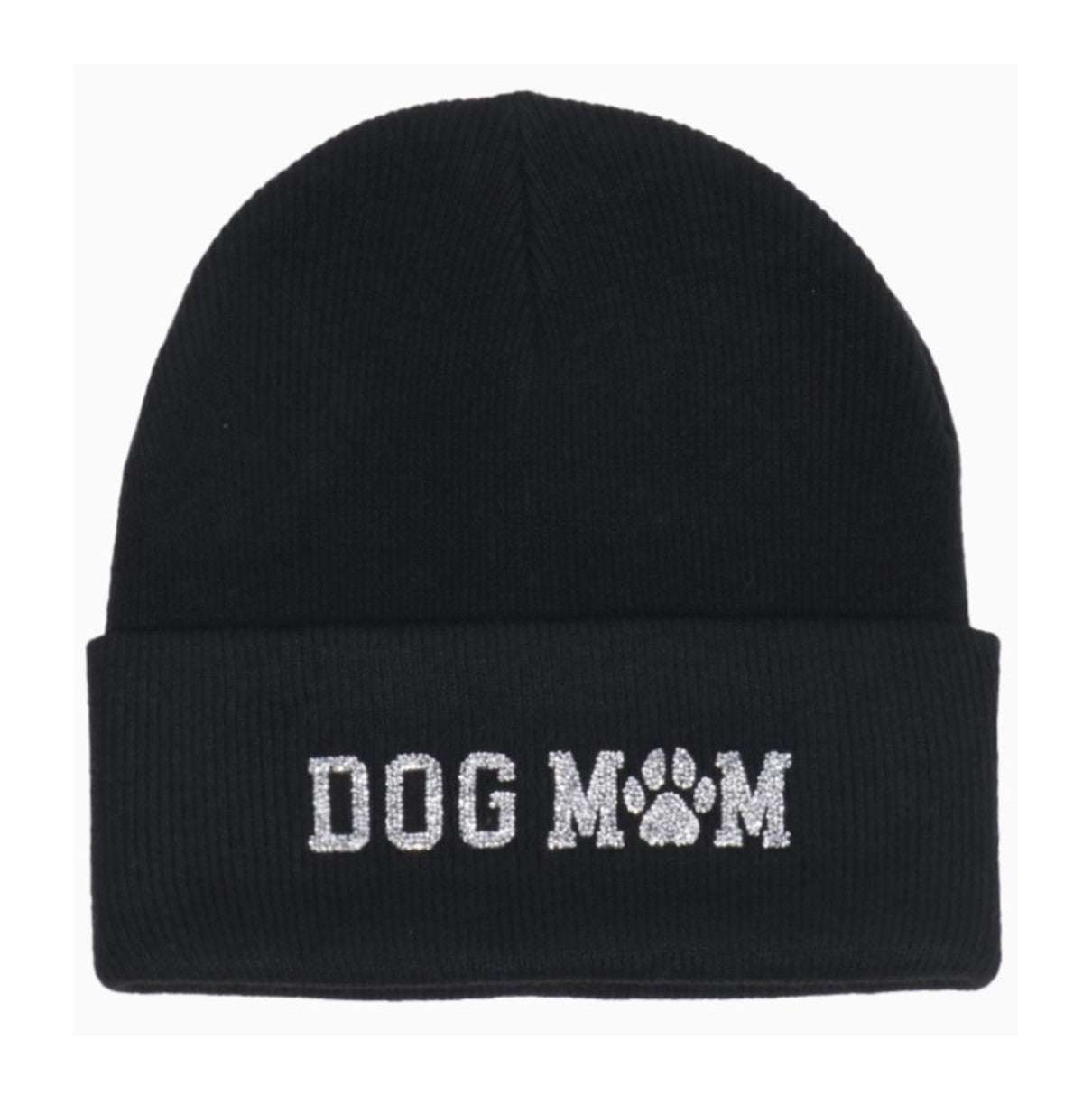 Bling Dog Mom Beanie -Black