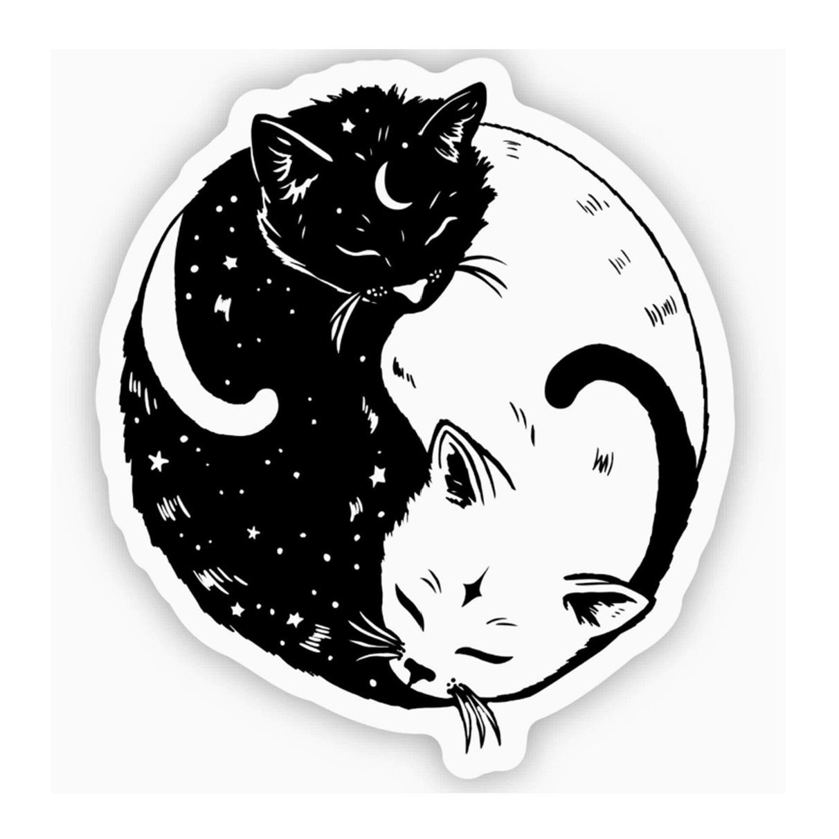 Yin & Yang (Moon/Stars) Cat Sticker