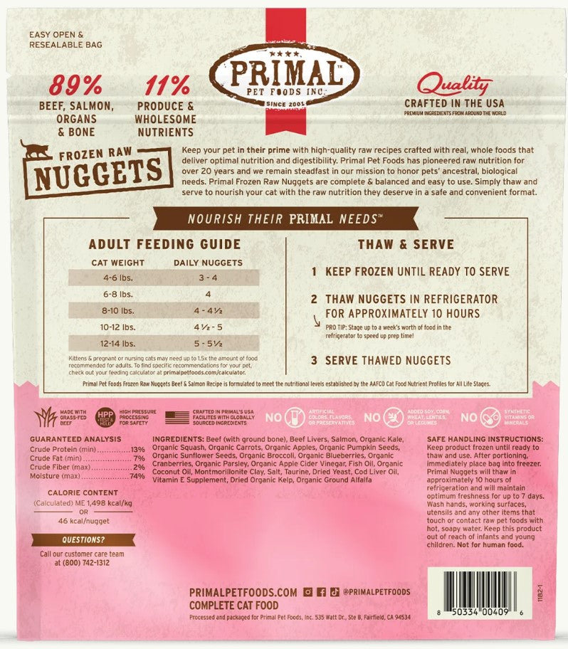 Primal Cat Beef/Salmon Nuggets 3#