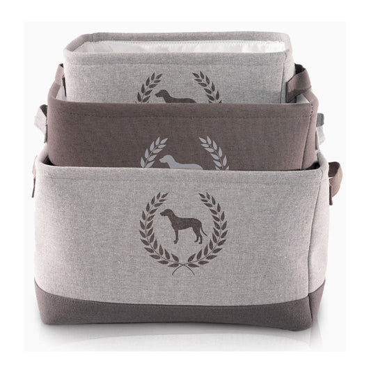 Precious Tails Dog Crest Tan Toy Bin
