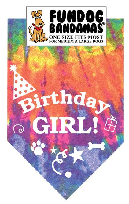 FunDog Birthday Girl Bandana - 2 Sizes, Several Colors