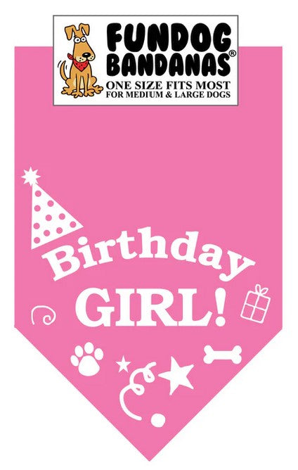 FunDog Birthday Girl Bandana - 2 Sizes, Several Colors