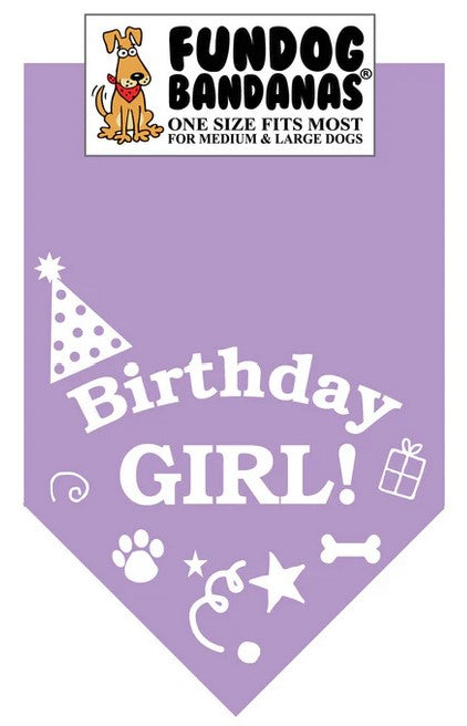 FunDog Birthday Girl Bandana - 2 Sizes, Several Colors