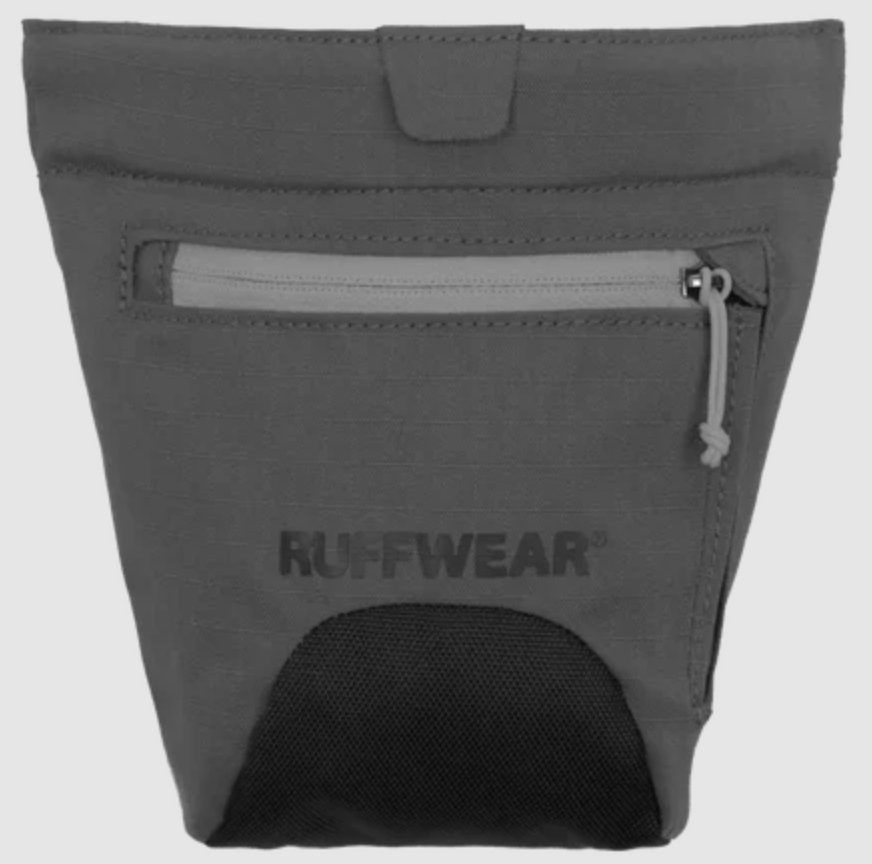 Gray pouch with Ruffwear logo on a light gray background
