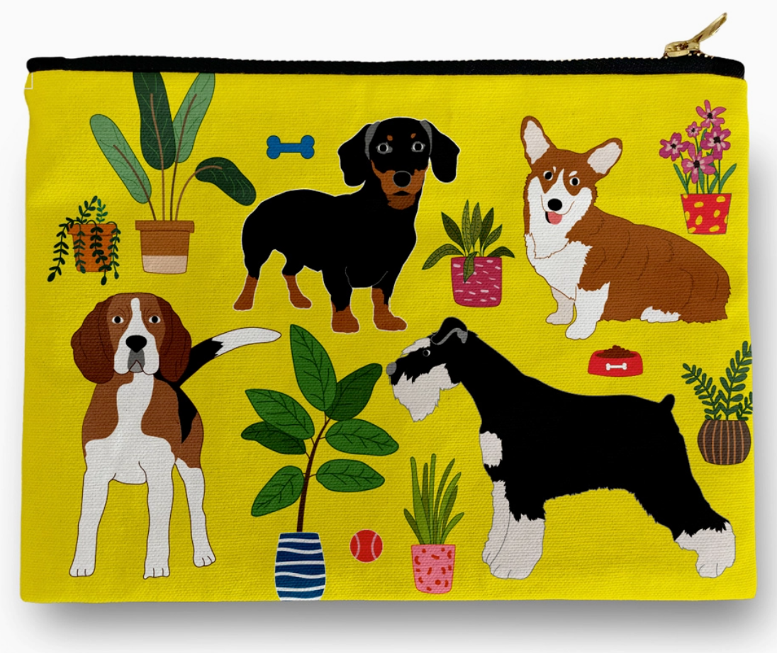 Dogs with Plants Zipper Bag