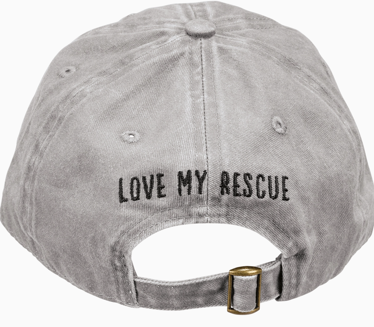 Gray cap with 'Love My Rescue' text