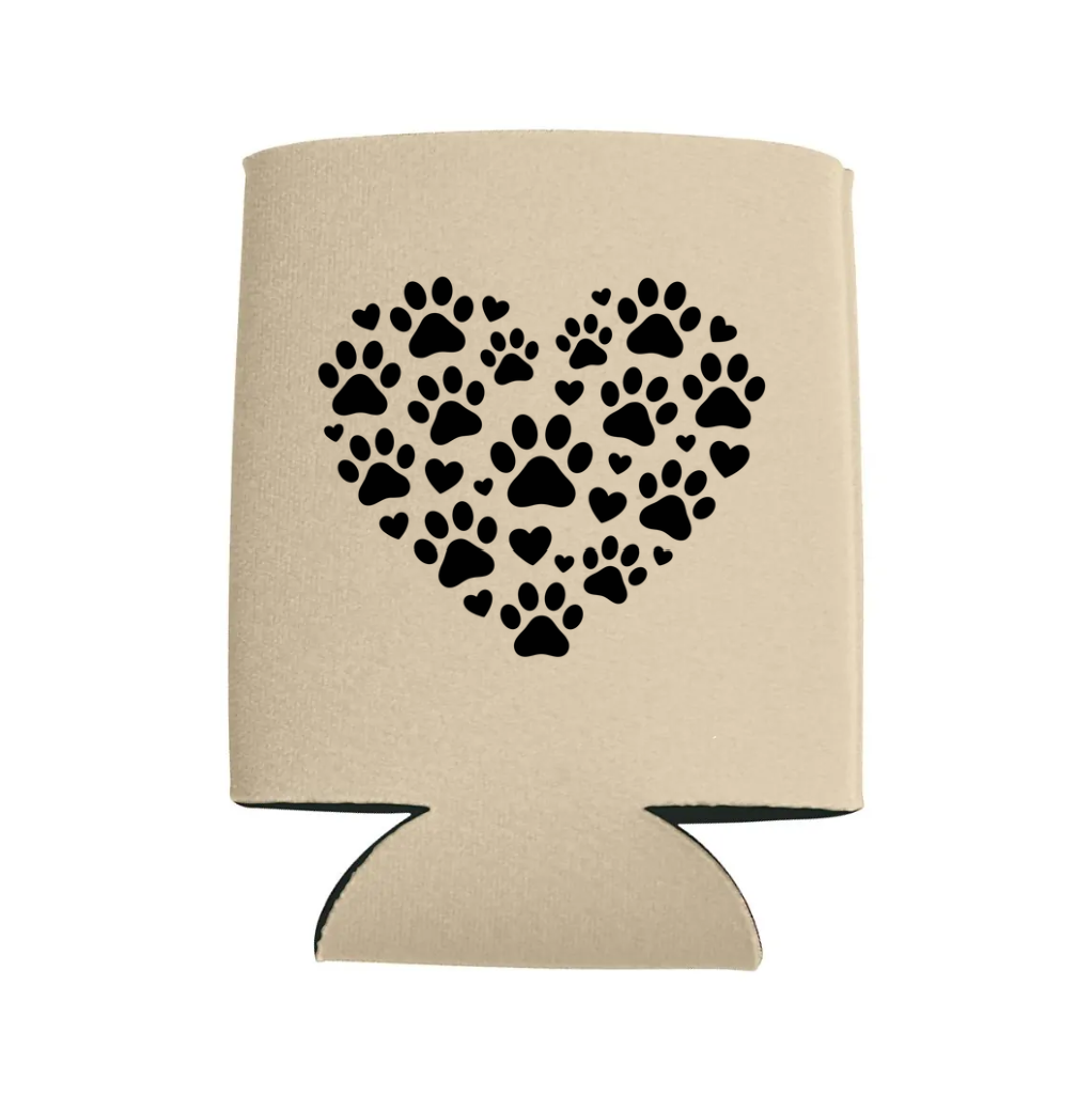 Heart w/Paw Prints Koozie - Several Colors