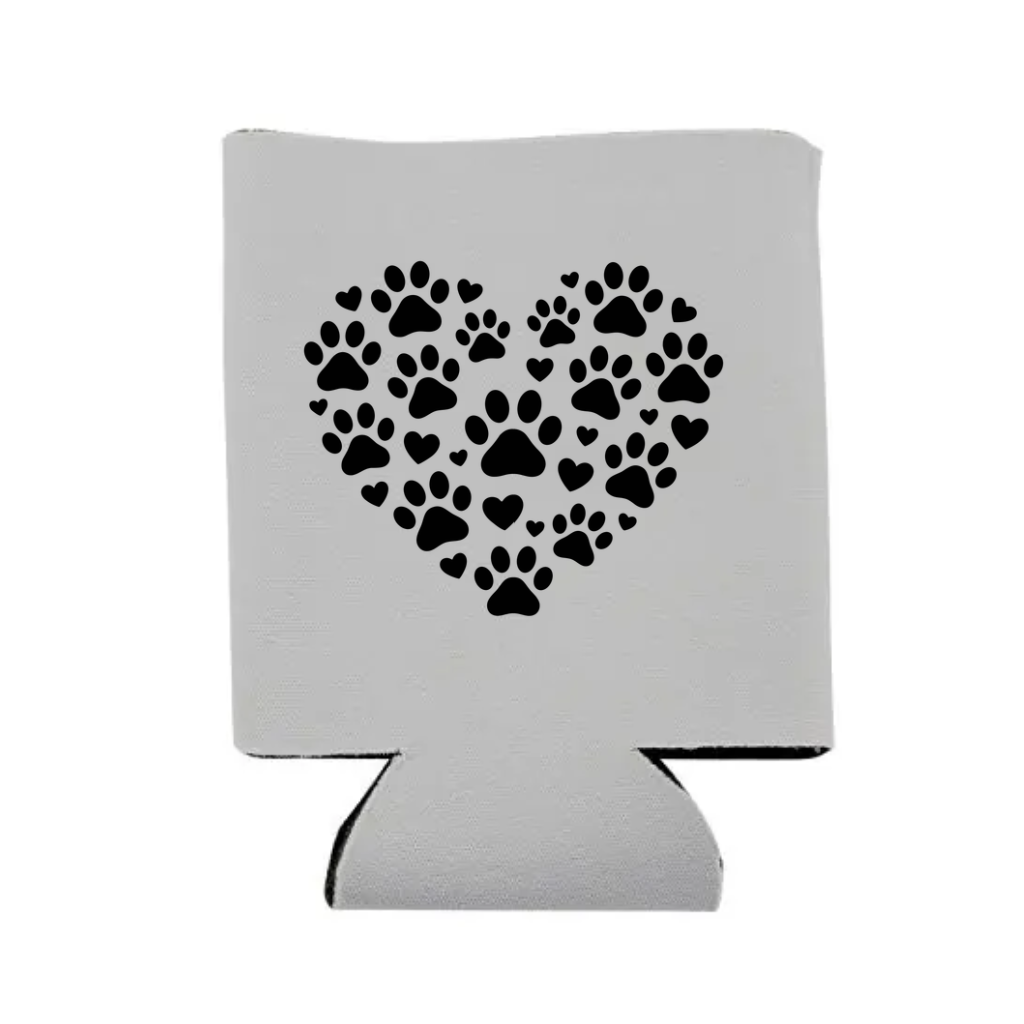Heart w/Paw Prints Koozie - Several Colors