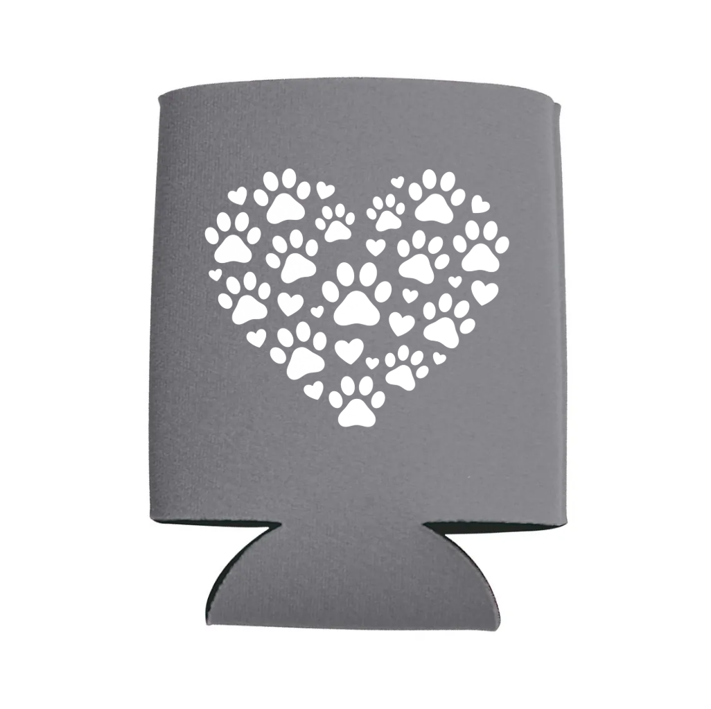 Heart w/Paw Prints Koozie - Several Colors