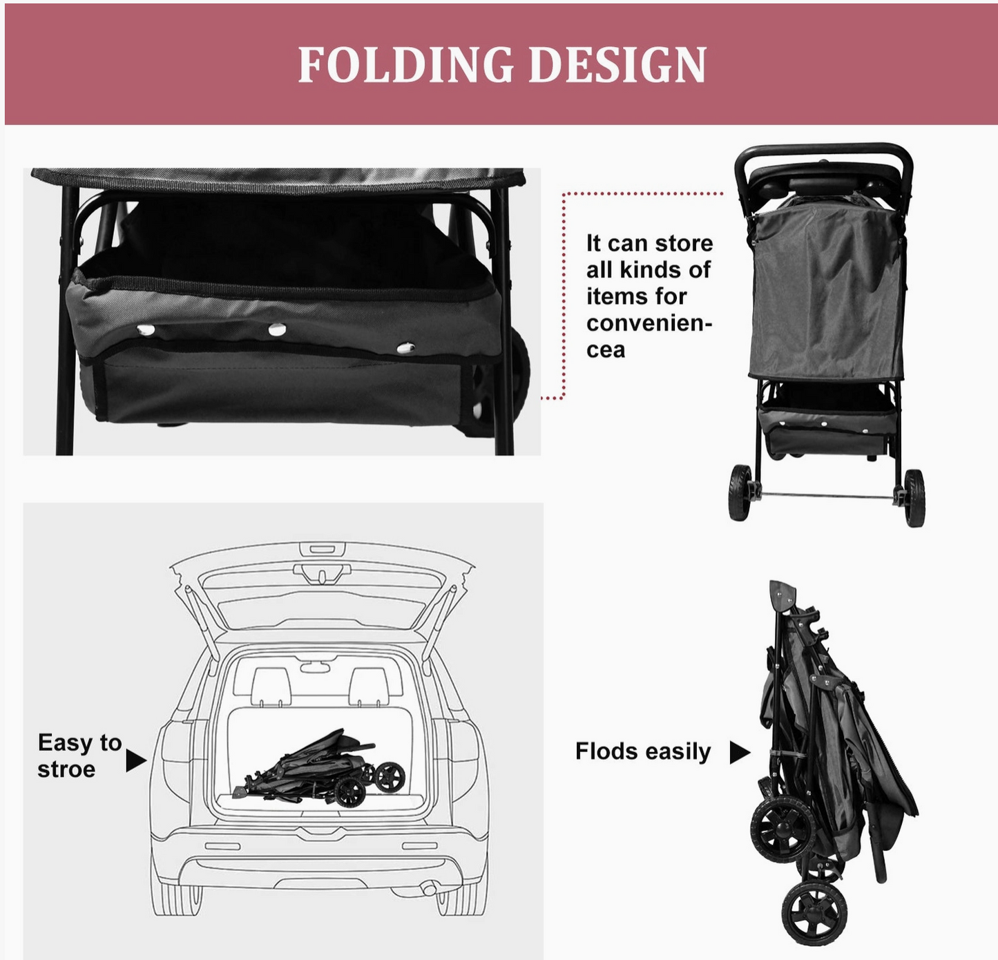 Goopaws Promenade Pet Stroller Black
