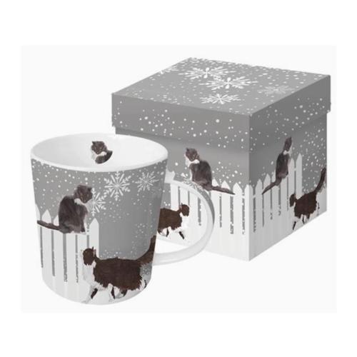 Holiday Mug in Gift Box - Black Cats in Snow