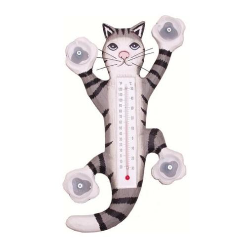 Climbing Gray Tabby Cat Thermometer