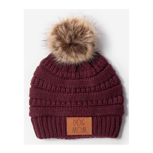 Dog Mom Rae Dunn Beanie -Burgundy