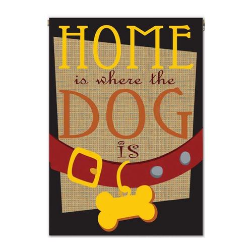 Home is Where the Dog Is Flag - Black