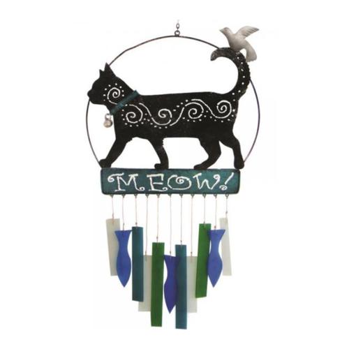 Cat Meow - Metal with Sea Glass Wind Chime