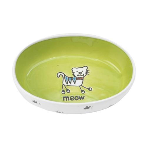 Silly Kitty Oval White/Lime 2c -Petrageous