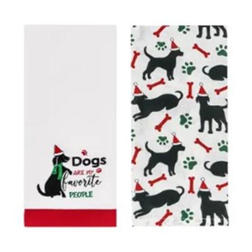 Evergreen Dog Set of 2 Holiday Towels