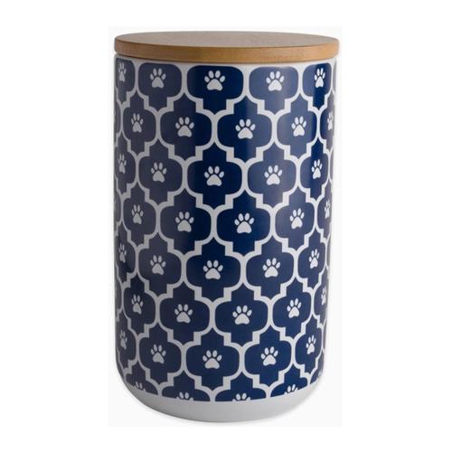 Blue Paw Lattice Ceramic Treat Jar