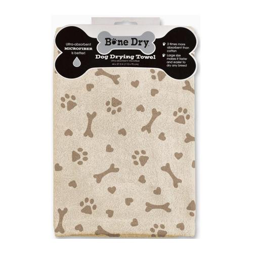 Bone Dry Taupe Hearts Pet Towel