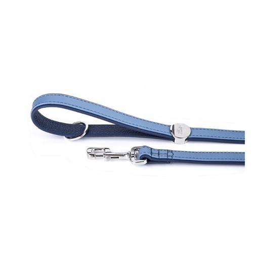 MyFamily Firenze 4' Italian Leather Leash LtBlue/Blue